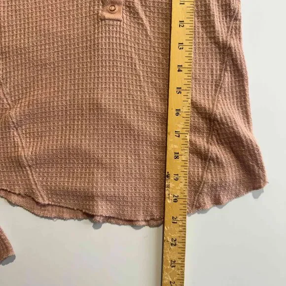Free People Mauve Henley Top Button Textured Long Sleeve Thermal Transitional - Picture 9 of 11
